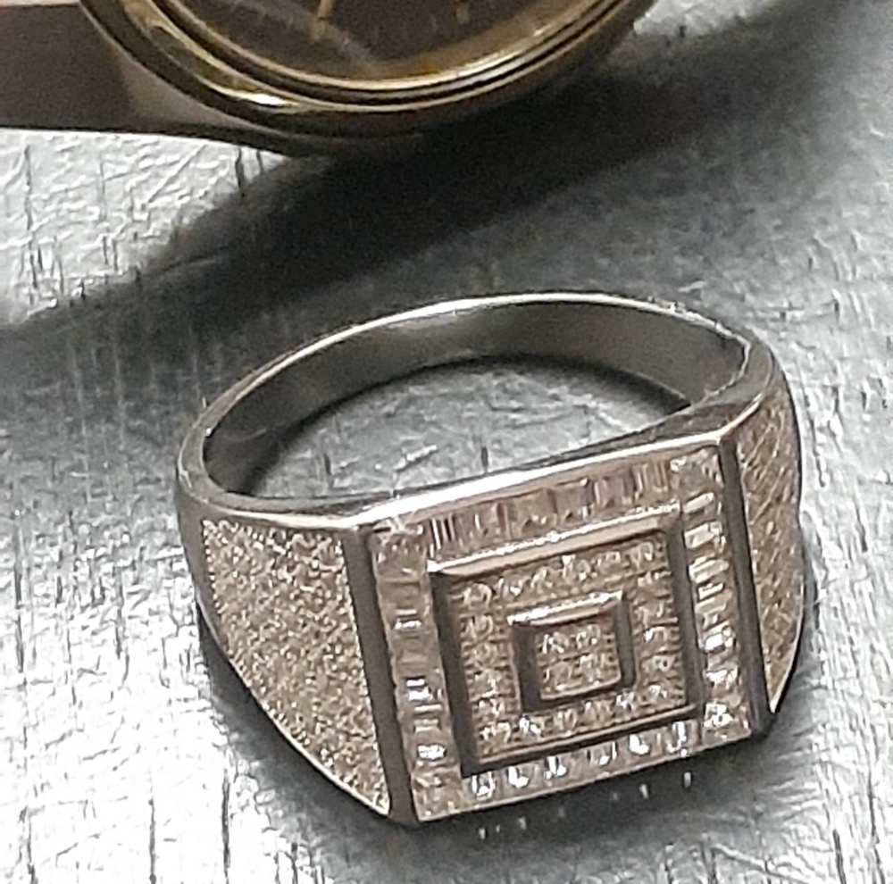 World Of ICEETHON Real .925 Sterling Silver Men's CZ Signet Rings - Picture 3 of 7